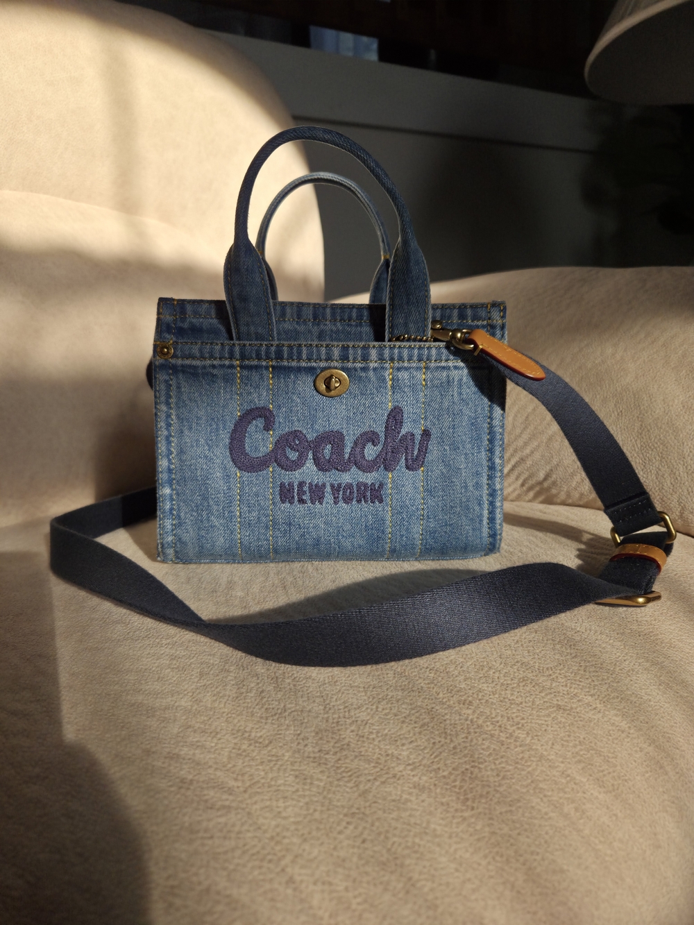 Coach Denim Mini Tote in Blue with Navy Logo